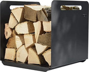Sostegno di legno per combustione - Contenitore per combustibile in metallo - Maniglie in acciaio