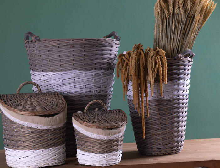 Set 2 Cesti con Manici Apertura Rotonda H 55 cm