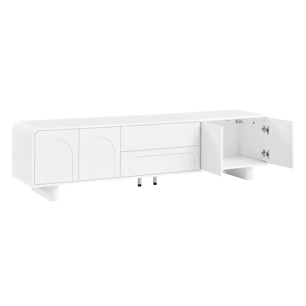 Mobile TV con 4 ante; 2 cassetti e passacavi - per soggiorno - 180×40×46 cm - bianco