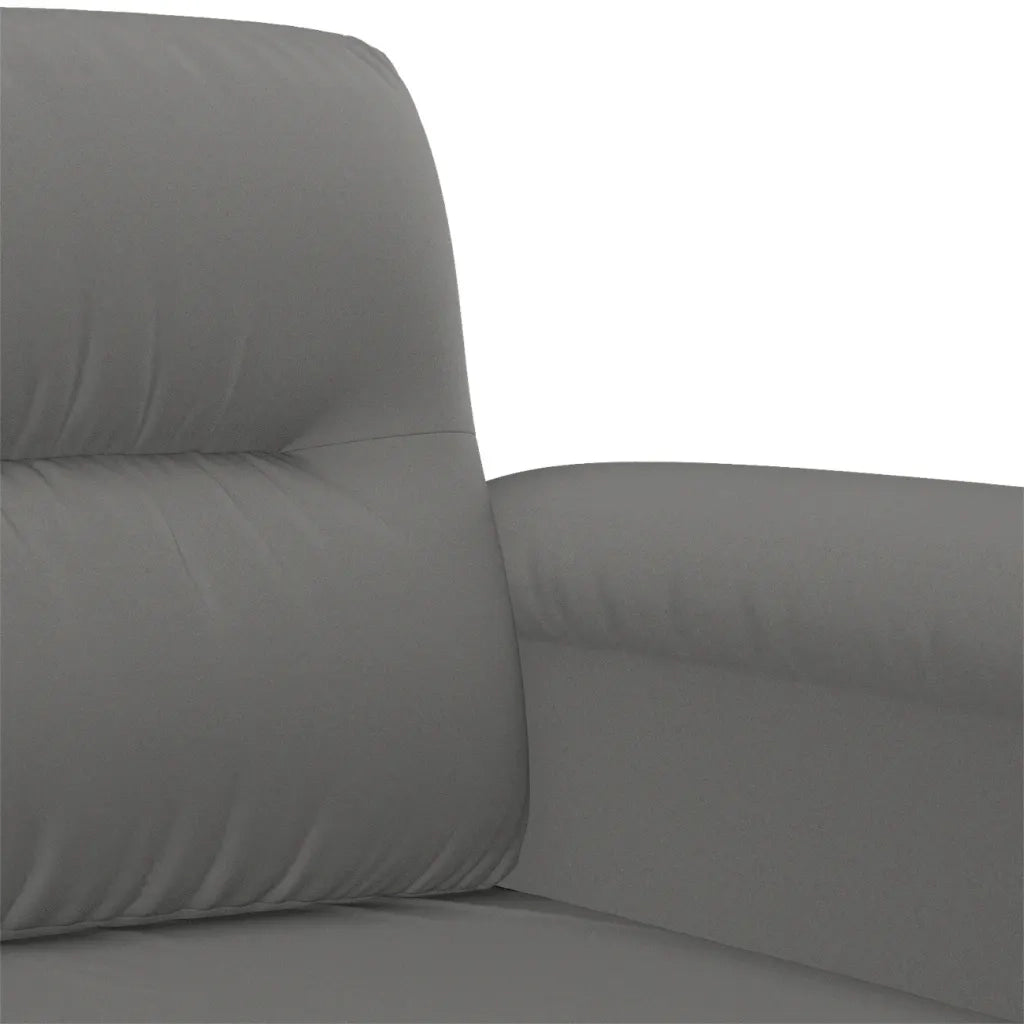 Set Divani 3 pz con Cuscini Grigio Scuro in Tessuto Microfibra