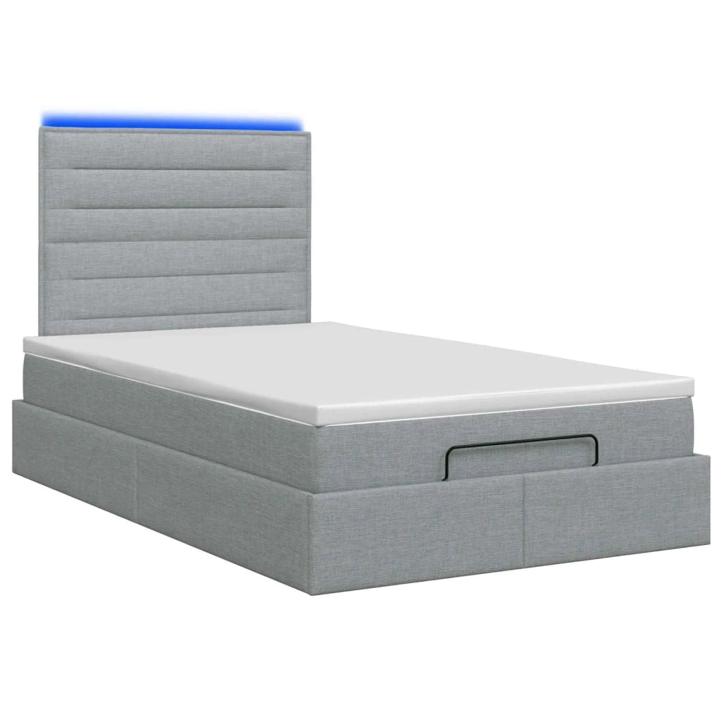 Letto Ottomano con Materasso e LED Grigio Chiaro 120 x 200 cm 3457979