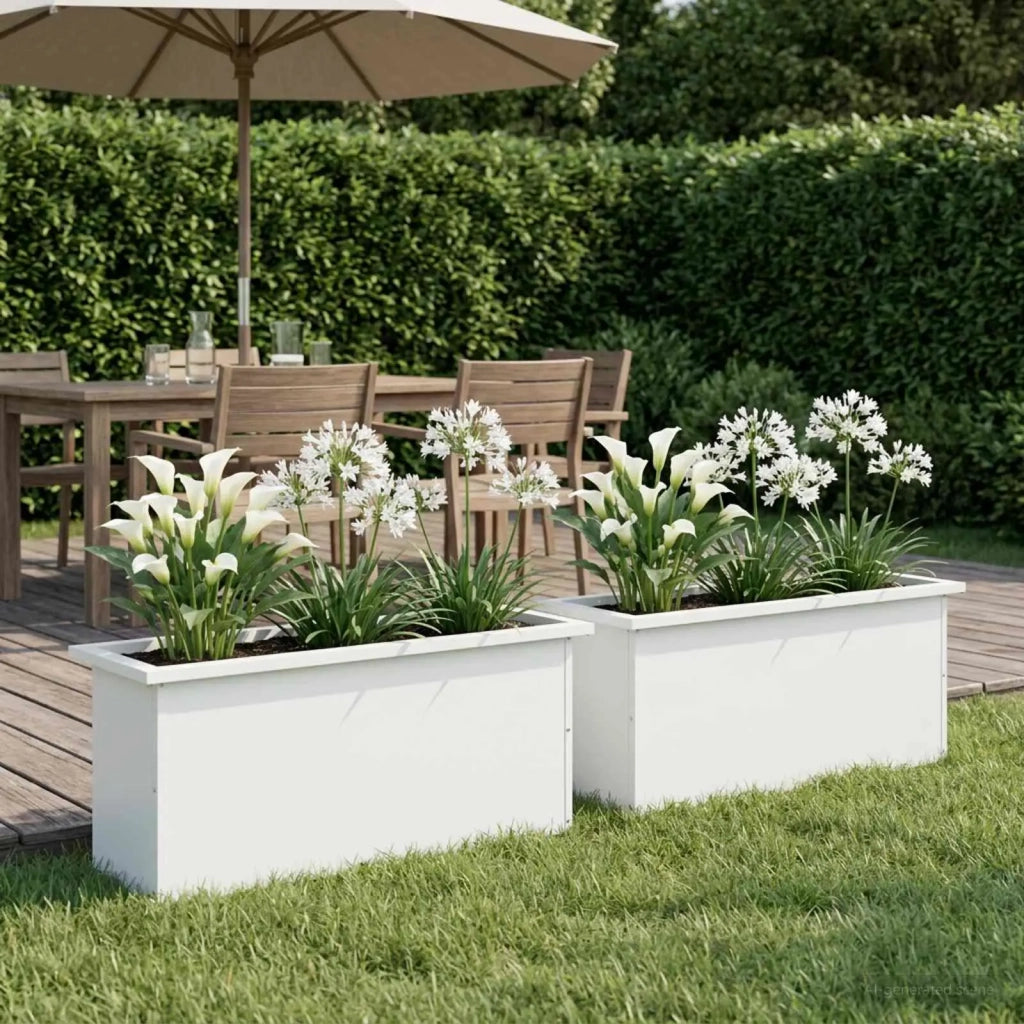 Fioriera da giardino con LED 2 pz Bianco 30 x 100 x 30 cm 8008115
