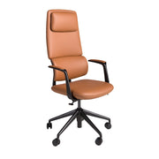 Sedia da ufficio girevole in similpelle marrone