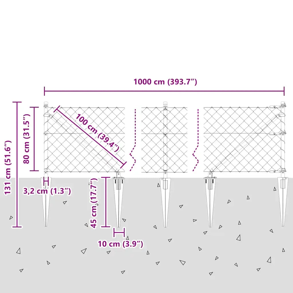 Palo della recinzione Argento 10 x 0,8 m (rete 60 x 60 mm) 3351212
