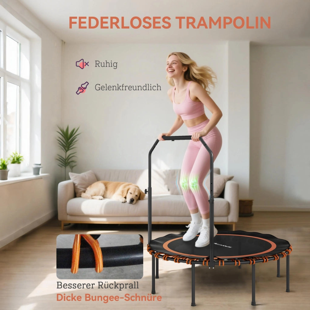 Trampolino Fitness con Manubrio Regolabile ¨C zephmum ¨C Acciaio, Plastica, Arancione