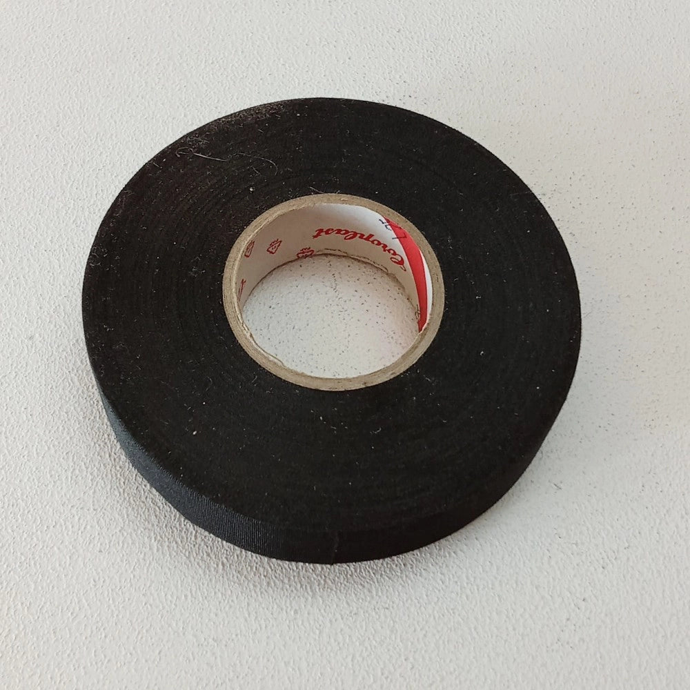 Nastro adesivo 19 mm x 25 mt in tessuto nero di poliestere per raggruppare e fissare fasci di cavi