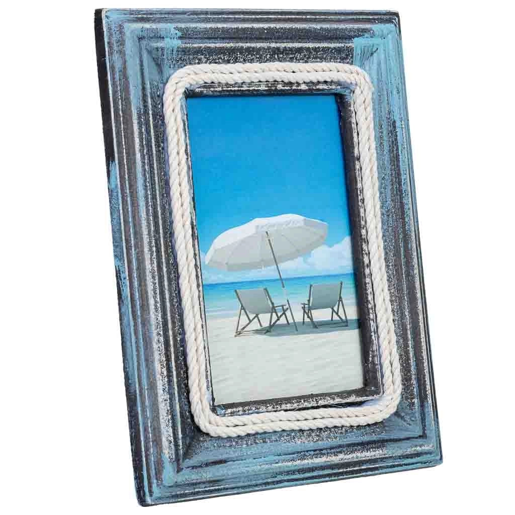 Cornice portafoto in legno blu 13x16, 17x2x22h cm