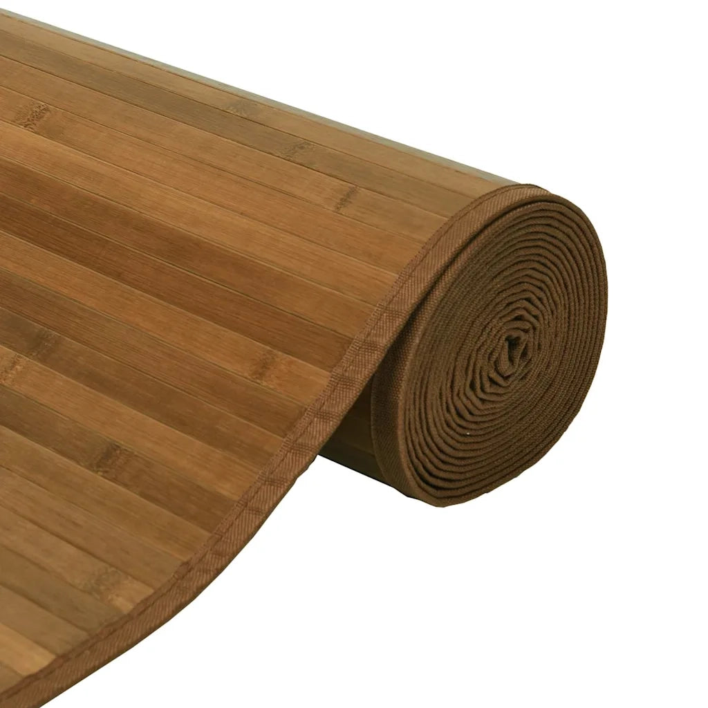 Tappeto Rettangolare Marrone 100x200 cm in Bambù 376944