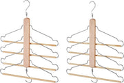 Set di appesi per abiti multifunzione da 2 con 4 ganci rotativi - Organizzatore di cassetti lotus legno naturale appesi per abiti
