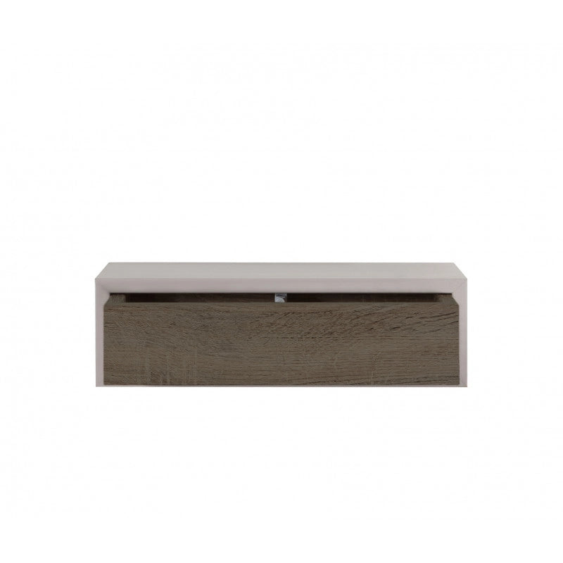 Mensola da Muro con Cassetto, Comodino Sospeso, Mensola da Parete, Marrone Talpa e Noce, 45x13,4 p20 cm - Legolo