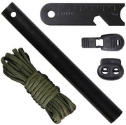Set di accensione multifunzionale con schiacciafuoco - Corda in nylon 1,45m - Outdoor/Survival - Tessuto a mano - Ø 12,8mm x 127mm - Set di accensione multifunzionale