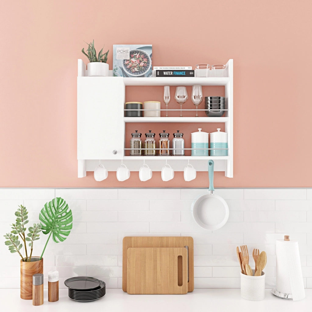Scaffale da cucina in legno "Knerr" - 85 x 13 x 65 cm - Bianco