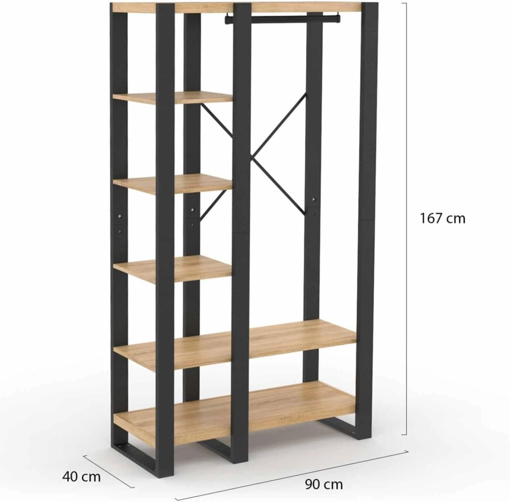 Armadio e scaffalatura ONYX in legno e nero