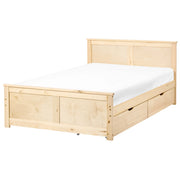 Letto matrimoniale con 2 cassetti in legno marrone chiaro stile 120 x 200 cm con testiera in stile scandinavo
