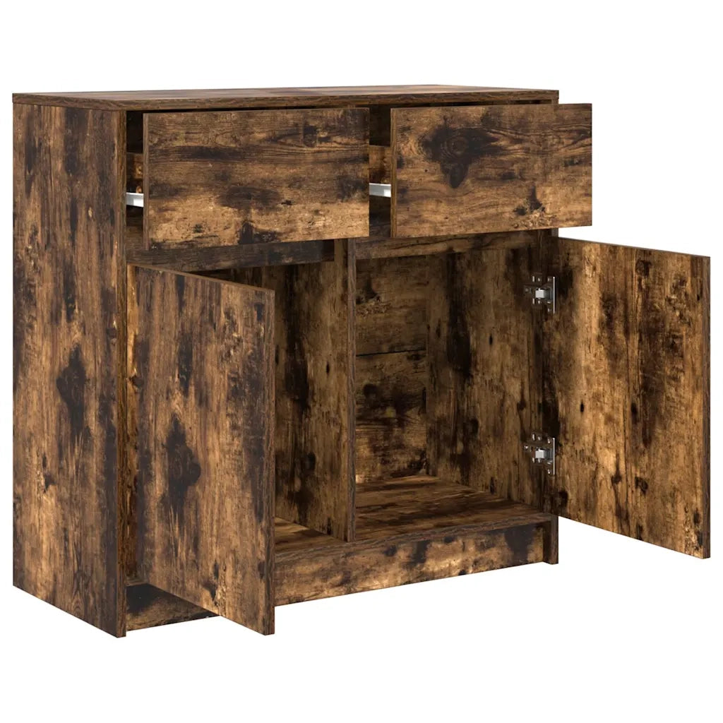 Credenza con Cassetto Rovere Fumo 80x34x76 cm in Truciolato 861539