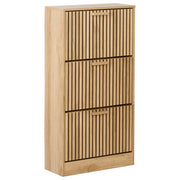 Scarpiera in legno chiaro MDF gambe in legno di pino 3 scomparti design moderno corridoio
