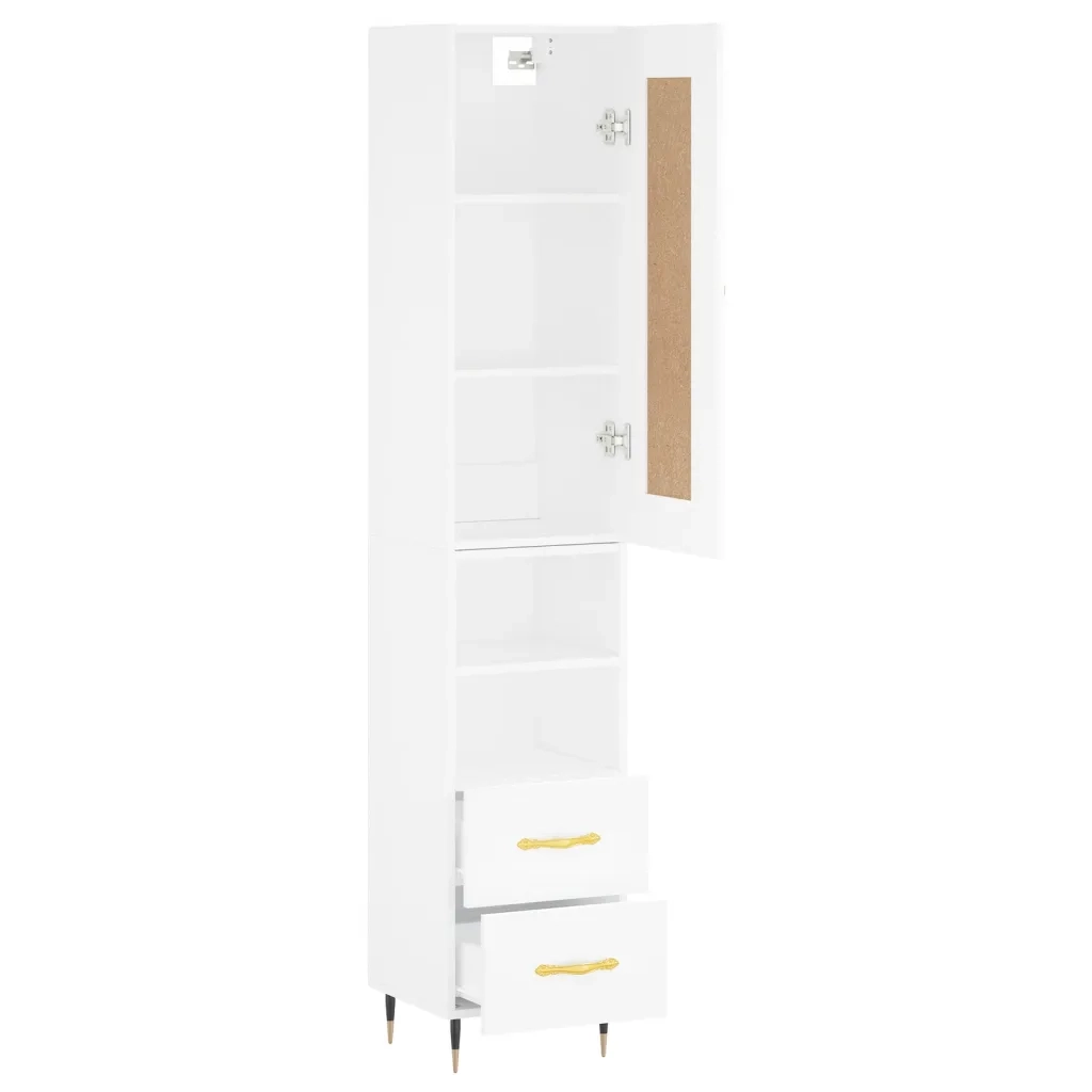 Credenza Bianca 34,5x34x180 cm in Legno Multistrato 3200241