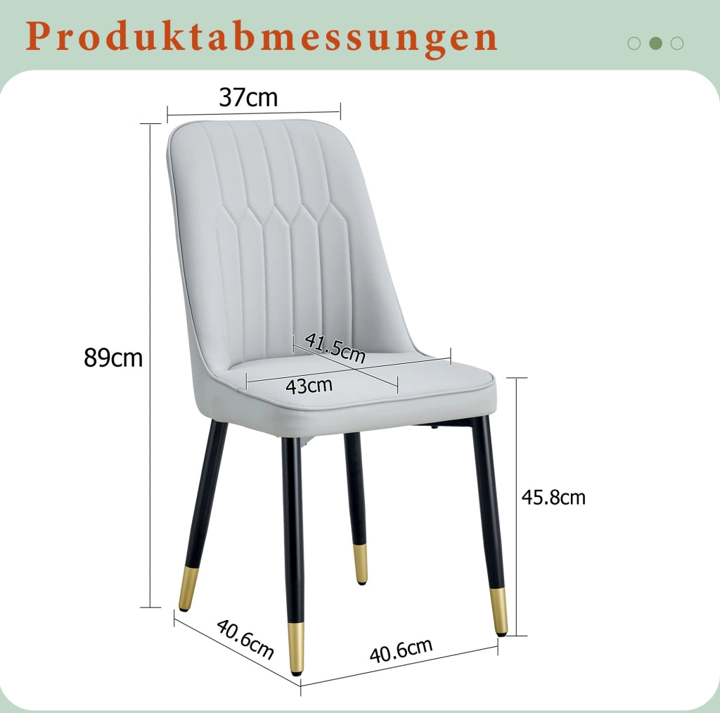 Sedia da pranzo moderna in PU grigio chiaro con gambe in metallo nero