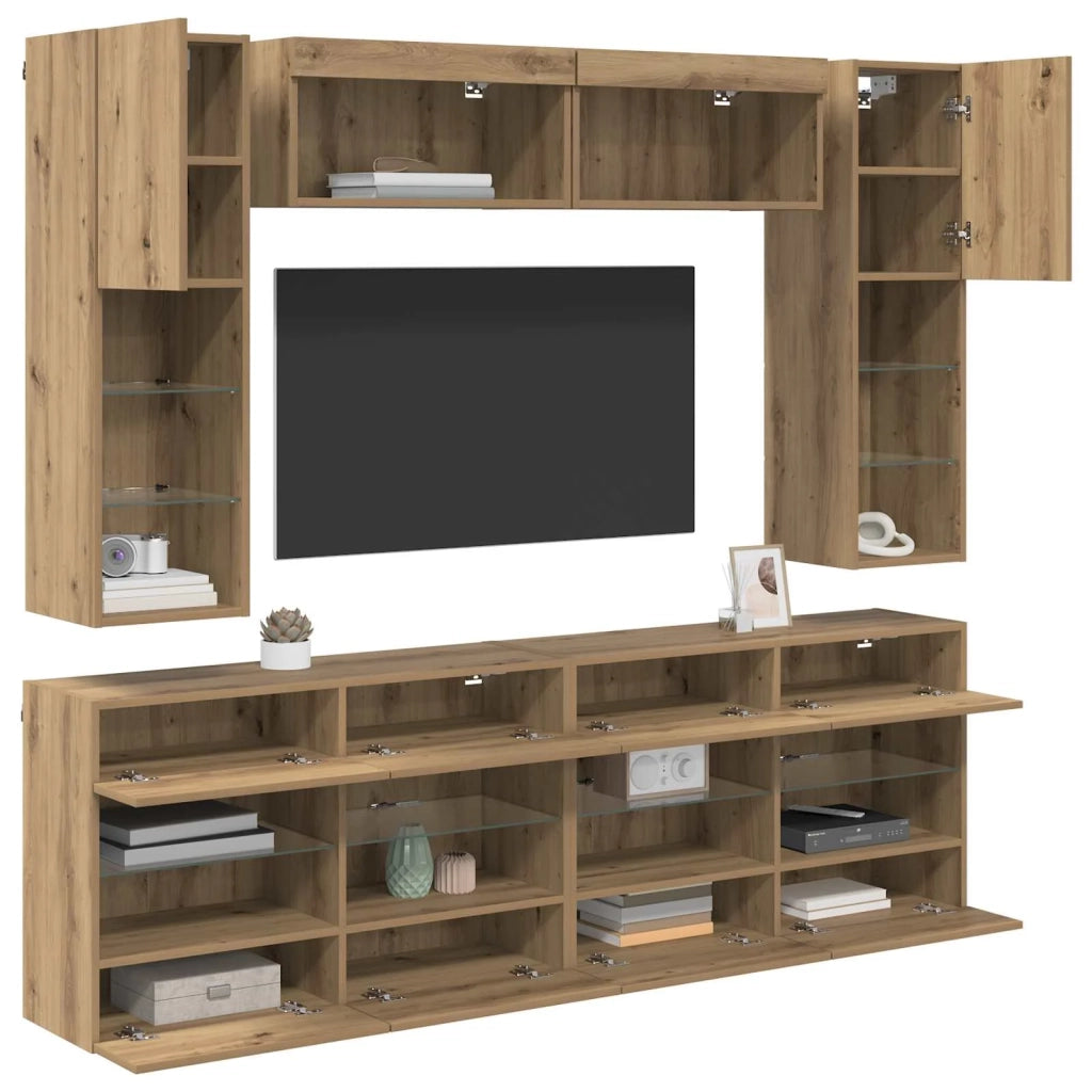 Set di Mobiletto da TV a Parete 6 pcs Rovere Artigianale