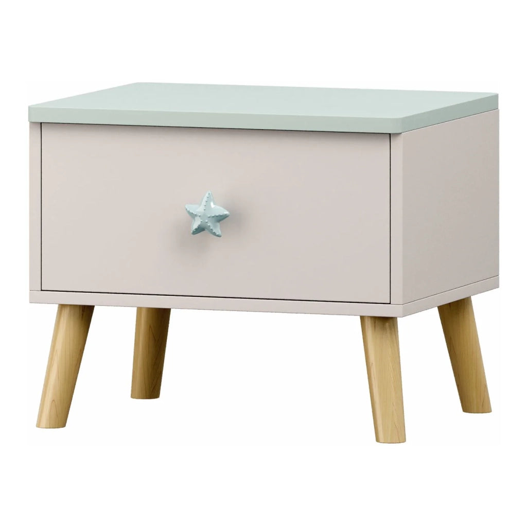 Comodino comodino cassettiera mobile contenitore per bambini 31 x 38 x 30 cm bianco verde menta 03_0011029