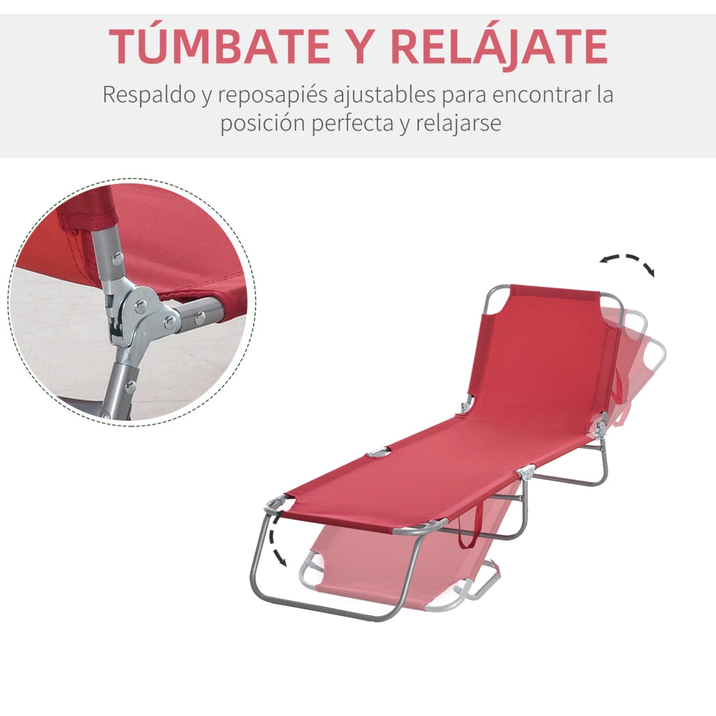 Tumbona Pieghevole con Braccioli ¨C Zephmum ¨C Bordeaux 187x55x24 cm