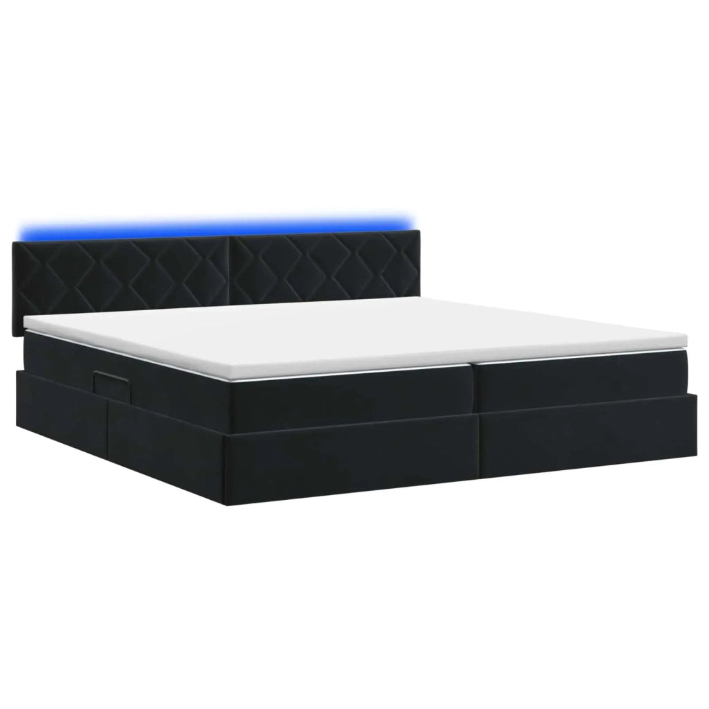 Letto con contenitore LED e materasso Nero 200 x 200 cm Velluto 3459332
