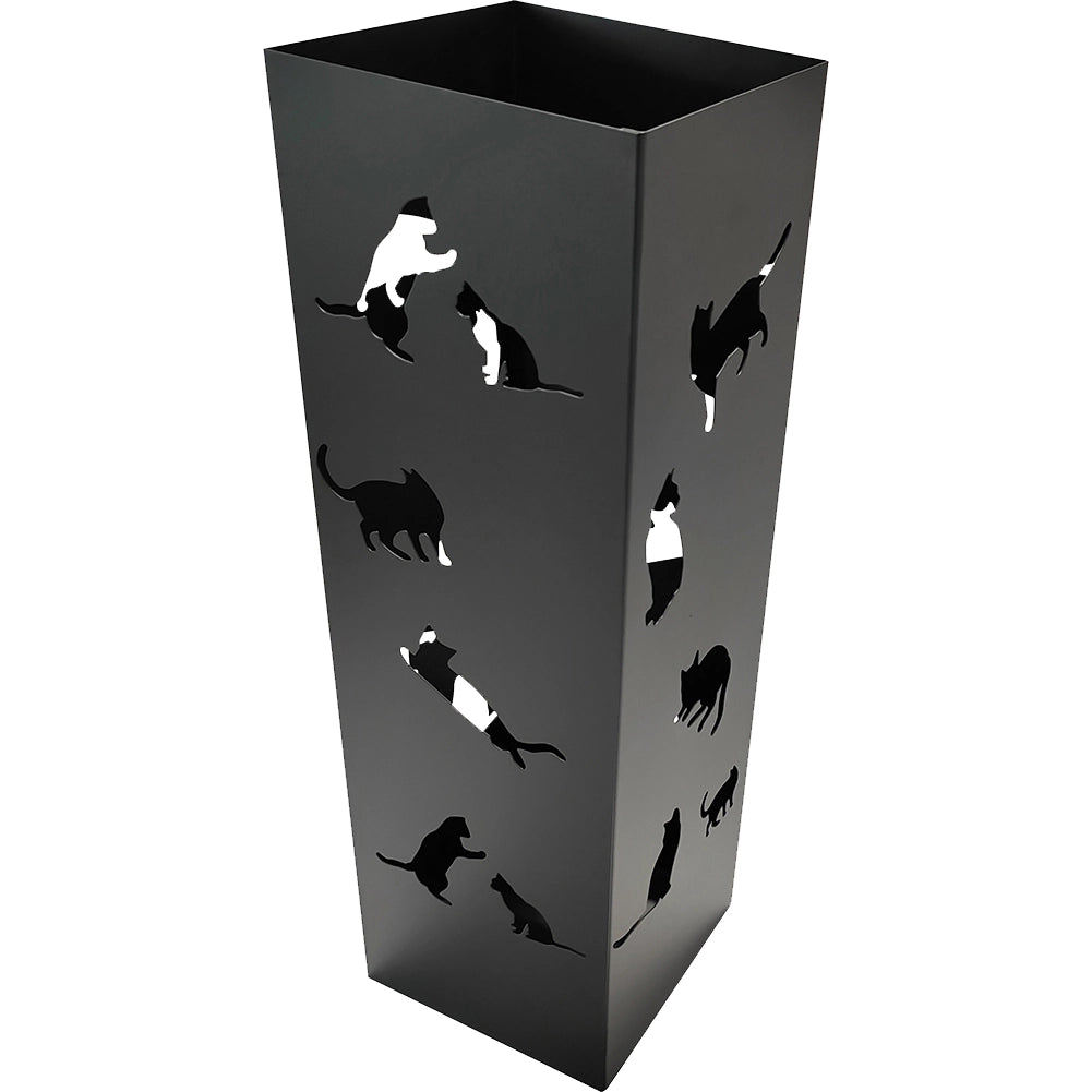 Portaombrelli per Ingresso Design Gatti Porta Ombrelli 15,5x15,5x49 cm in Ferro Nero