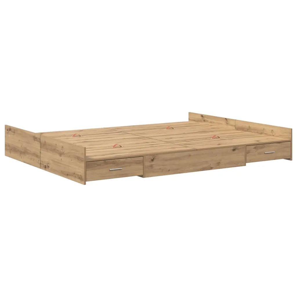 Struttura letto con contenitore Rovere artigianale 150 x 200 cm 3335292