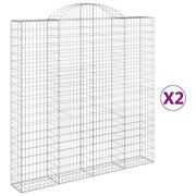 Set 2 cestini per gabbioni recinzione a gabbia muro di contenimento ad arco 200 x 30 x 200/220 cm ferro zincato Argento 02_0041335