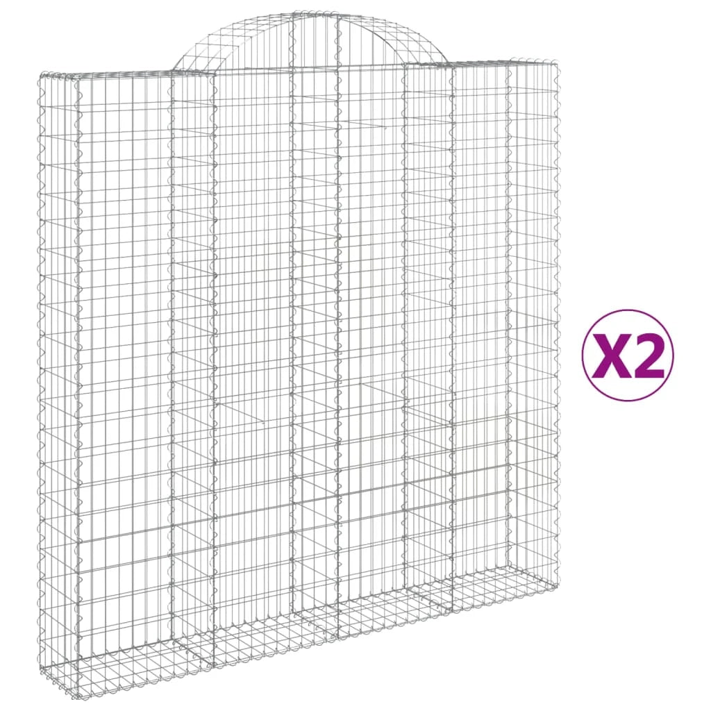 Set 2 cestini per gabbioni recinzione a gabbia muro di contenimento ad arco 200 x 30 x 200/220 cm ferro zincato Argento 02_0041335