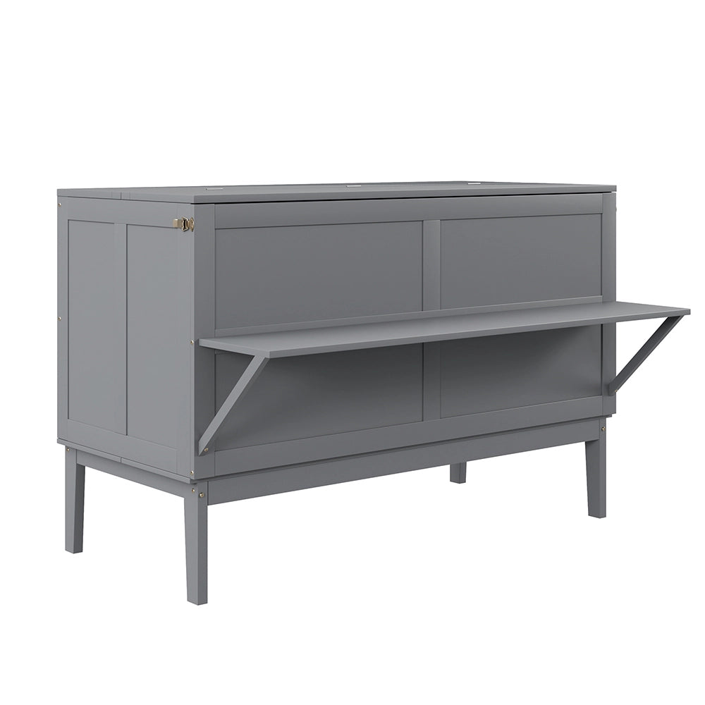 Letto a muro per bambini - Xylo - 140x200 cm - Grigio - Verticale