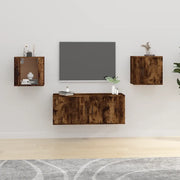 Mobili Porta TV a Parete 2 pz-Set di 2 Credenza per TV sospesa Rovere Fumo 40x34,5x40 cm