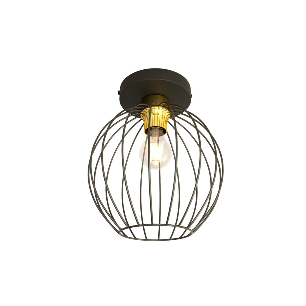 Lampada a soffitto Nest in acciaio nero e oro
