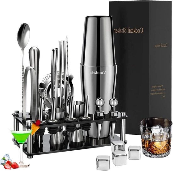 Set di shaker per cocktail - 25 pezzi di accessori da bar - acciaio inossidabile