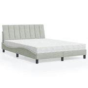 Letto con Materasso Hanko Grigio Chiaro 140x200 cm in Velluto