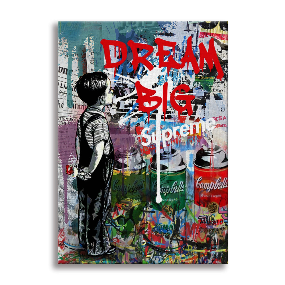 Dream Big -  Quadro Canvas Contemporaneo su telaio in legno Misura: 50x70 cm