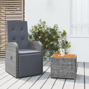 Set Mobili Giardino 2pz Grigio Polyrattan Legno Massello Acaciacod mxl 69462