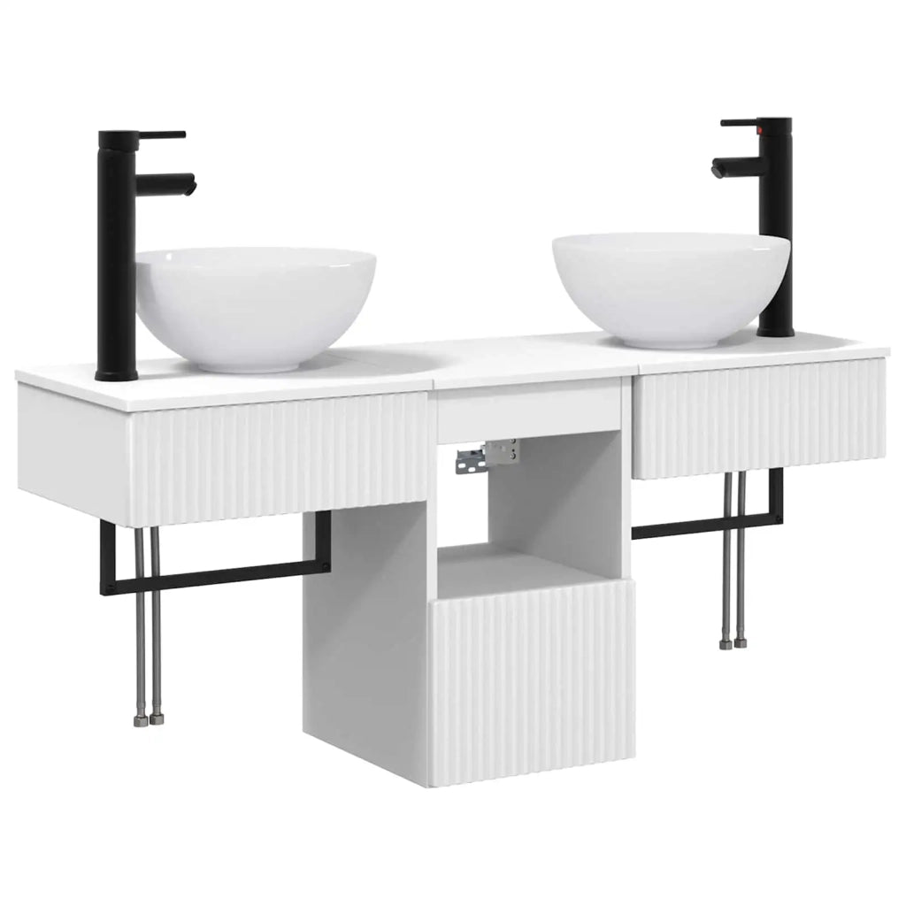Set di mobili per il bagno 3 pz Bianco Legno ingegnerizzato 3405577