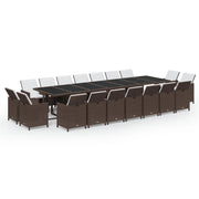 Set da pranzo da giardino mobili da esterno cuscini 19 pz poly rattan marrone 02_0014431