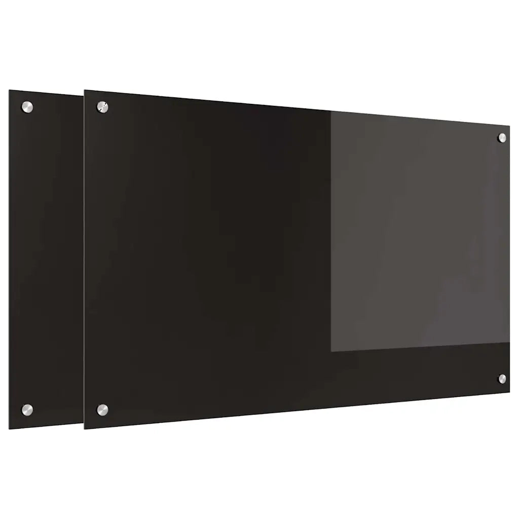 Schienale da cucina 2 pcs Nero 100 x 60 cm vetro temperato