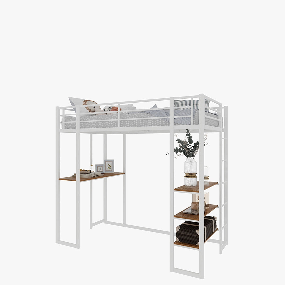 Letto con scrivania - Xylo - 90x200 cm L metallo scala doppia