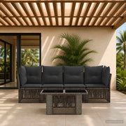 Set Divano da Giardino 5 pz Grigio polyrattan 3436418