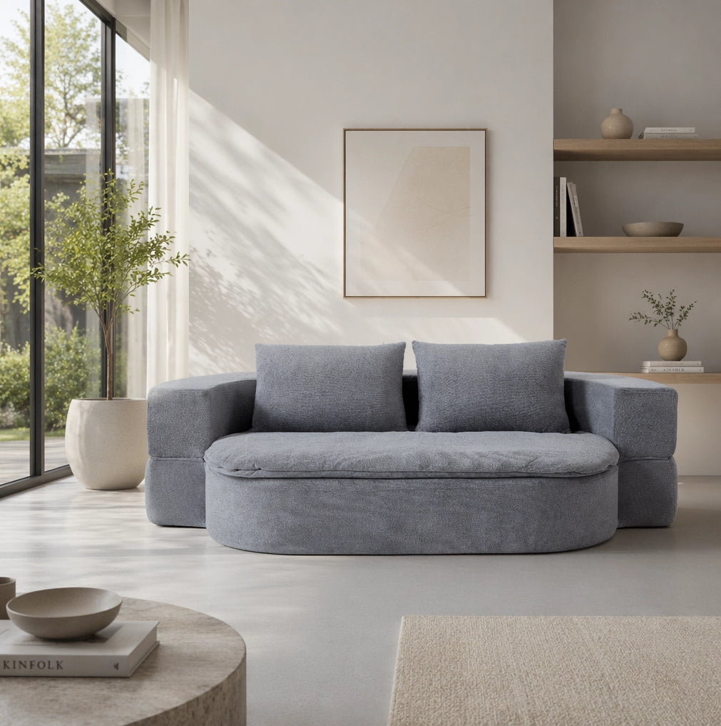 Divano letto pieghevole 3 in 1 in flanella grigio chiaro