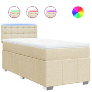 Letto singolo | Letto per adulti | Giroletto a Molle con Materasso Crema 80x200 cm inTessuto