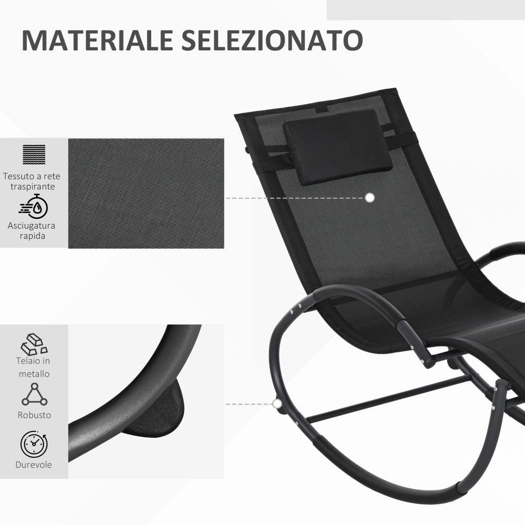 Sedia da Giardino Zero-Gravity ¨C Zephmum ¨C Polipropilene Nero 155x61x88