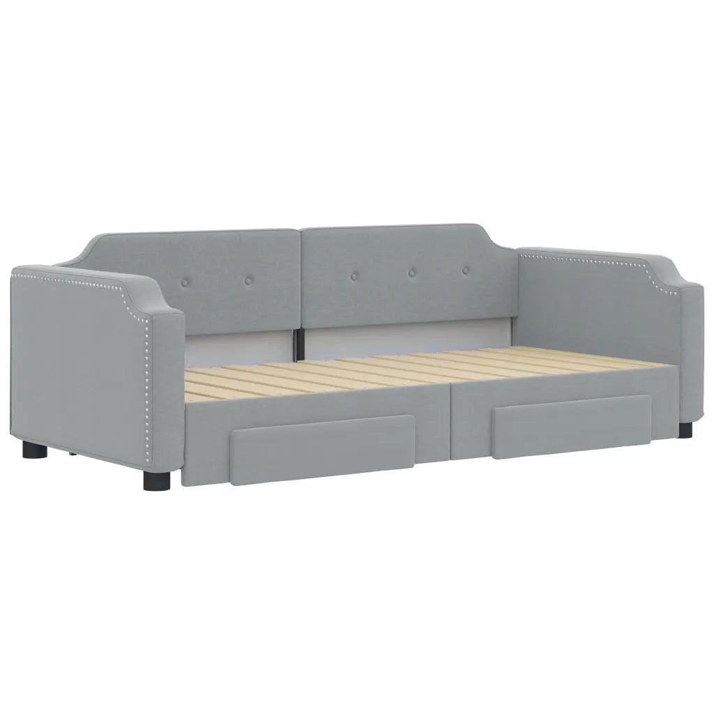 Divano letto | Sof¨¤ letto | Letto singolo Estraibile Cassetti Grigio Chiaro 100x200 Tessuto