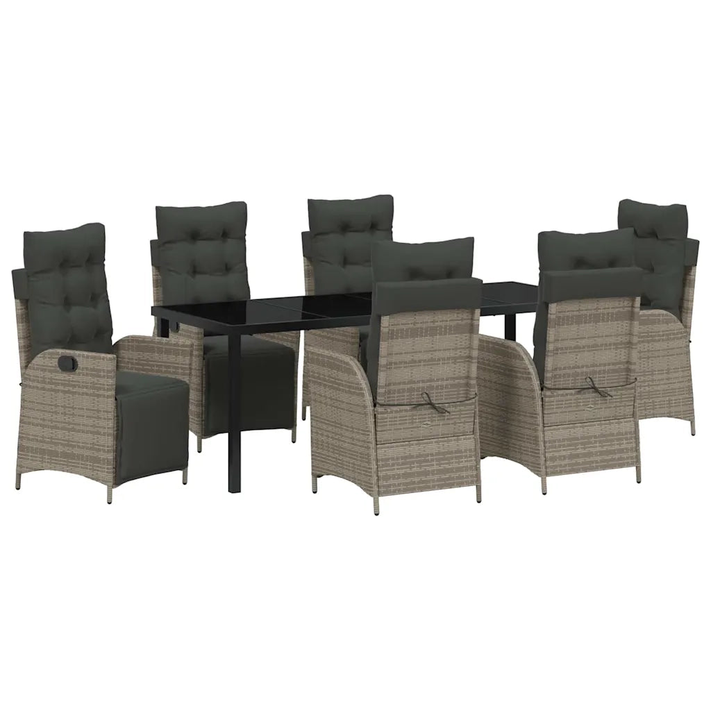 Set da Pranzo per Giardino con cuscino 7 pcs Grigio polyrattan 3380552