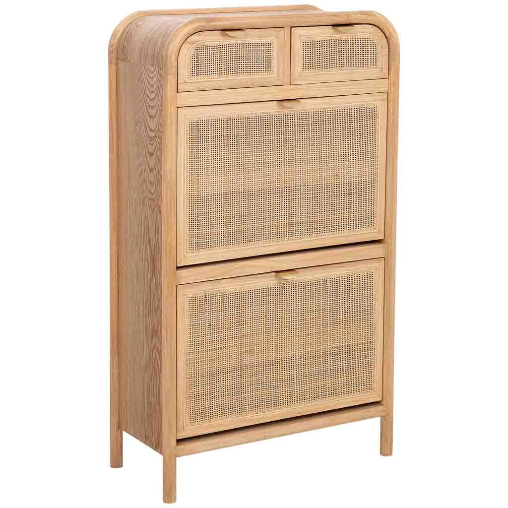 Scarpiera in legno e rattan marrone 70x32x120h cm