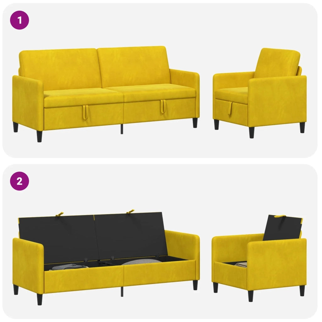 Set di Divani con Storage 2 pz Giallo Poliestere 3429253