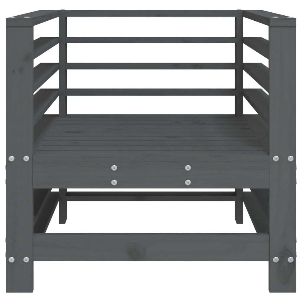 Sedia da patio-Sedie da Giardino 2pz Grigie in Legno Massello Pino 861548